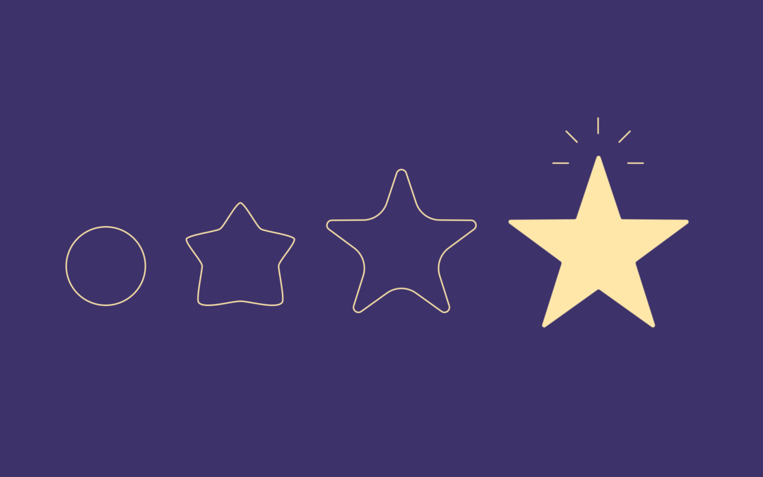 This is a simple purple image of a star that is evolving over time to represent how a brand can also evolve over time through a brand refresh.
