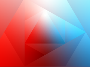 Soft gradient red, white, purple, and blue geometric hexagons and triangle shapes